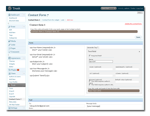 Contact Form 7 new admin panel